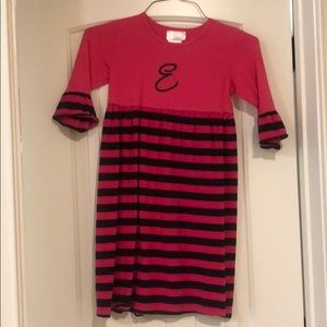 Monogrammed “E” girls empire waist dress